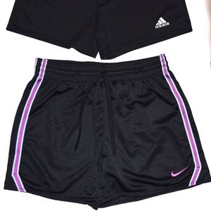 Lot of 2 Nike & Adidas drawstring elastic waist athletic shorts